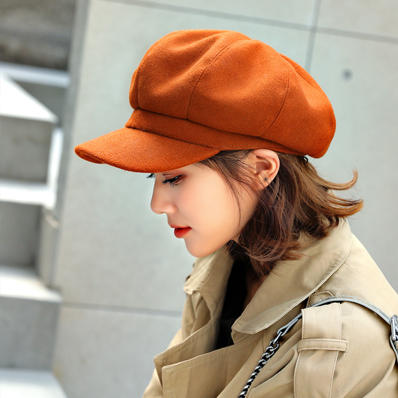 Autumn and winter beret octagonal hat female British fashion Korean version of the Japanese painter hat versatile bud ins pumpkin