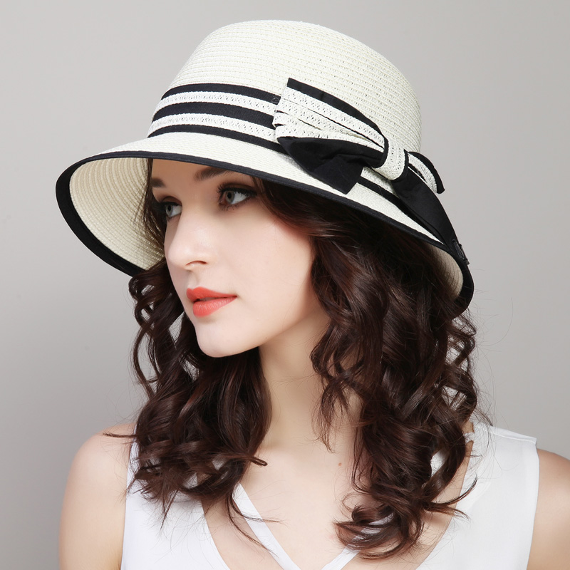 Hat women's summer Korean version wild straw hat Beach hat Sunscreen sun hat Foldable visor hat Fisherman hat Basin hat