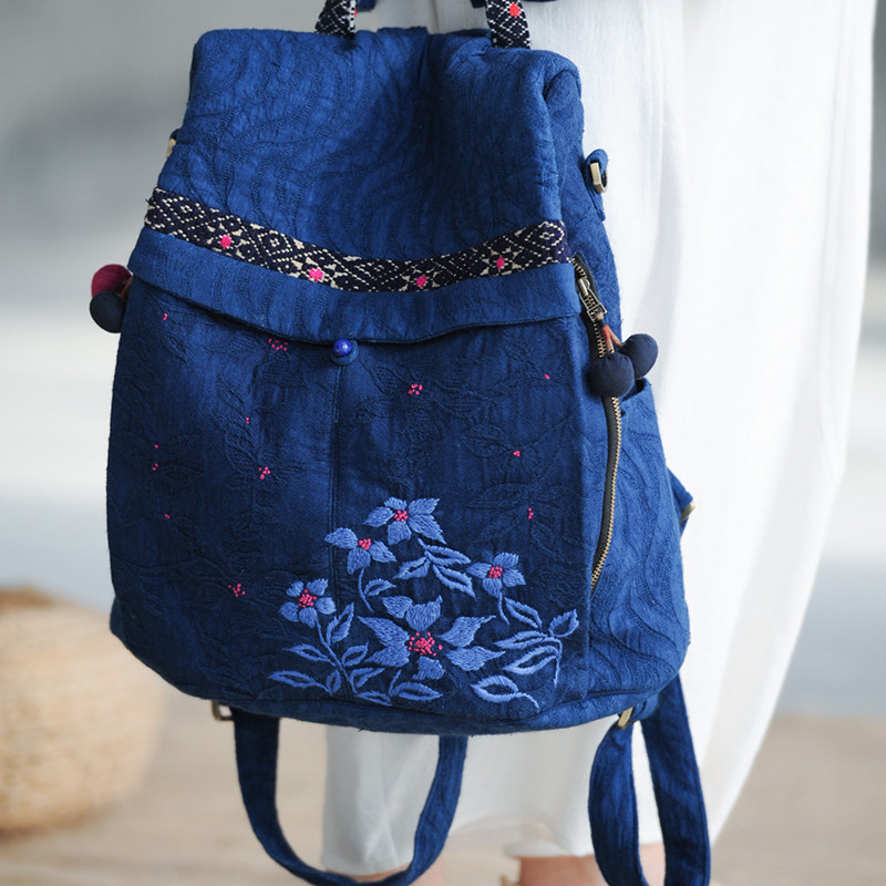 Lanflap (Kite) Fashion Elegant Jacquard Cotton Hemp Bag Old Embroidered Embroidered Embroidered Double Shoulder Bag