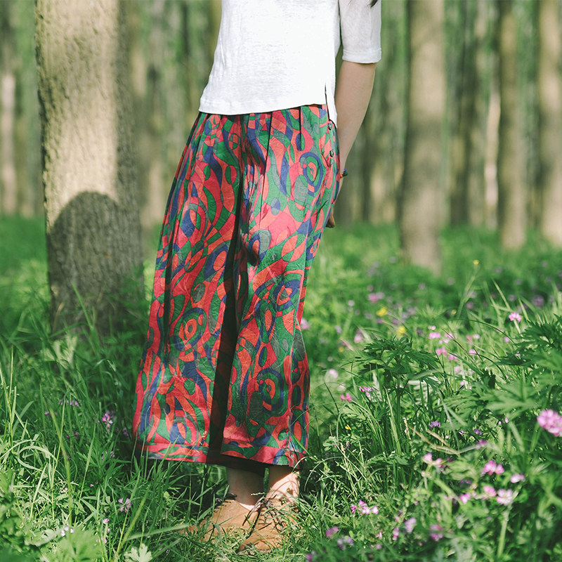 Moshang Huakailan Lapel (Dream World) Original Silk Fragrant Cloud Yarn Reversible Casual Wide Pants Women Drape