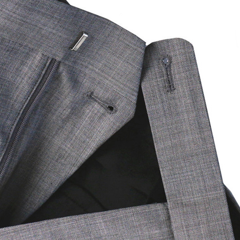 【Shenduji】Business Slim-Fit Trousers for Men, High-End, All-Season, Gray Fine-Spun Wool, Paris Button, Mid-Waist, Cuffed Trousers
