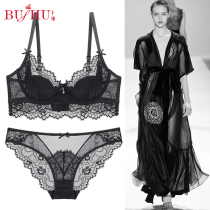 Summer big chest show small bra Ultra-thin sexy hot lace full cup large size bra thin underwear set for women
