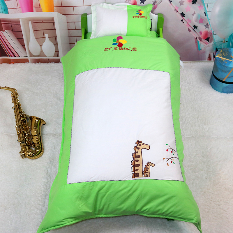 Customized factory direct sales of children's bedding six-piece quilt cover solid color children's home textile cotton twill fabric