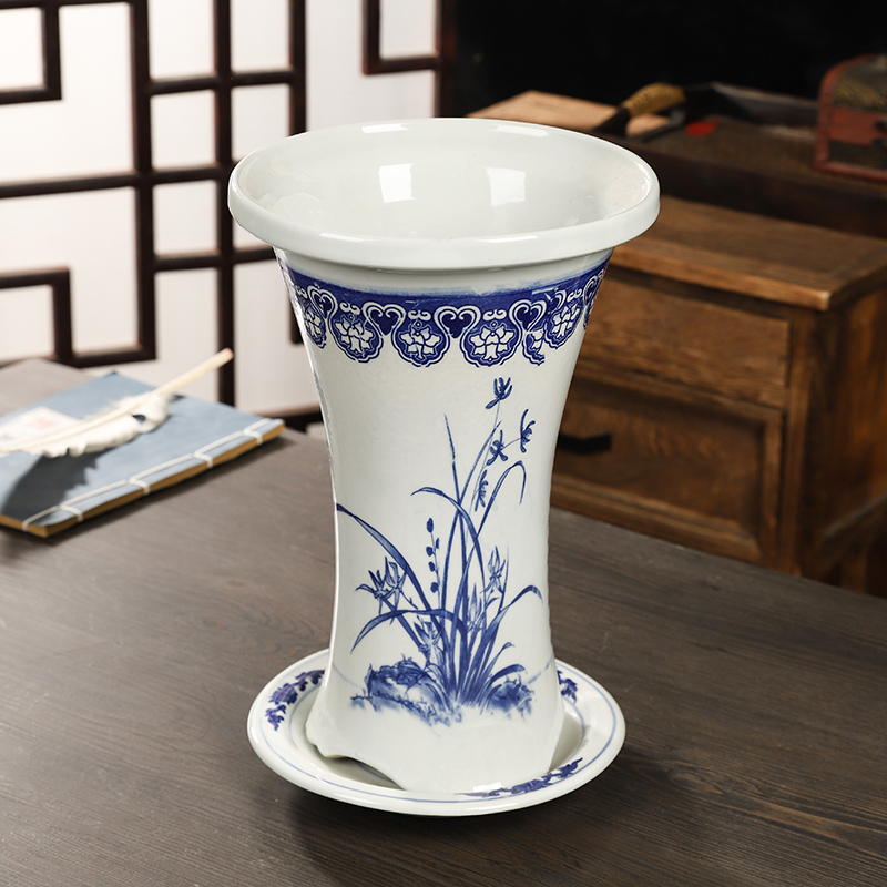 Jingdezhen Ceramic Blue and White Porcelain Flower Pot for Orchids, Flowers, Birds, Plants, Old Stump High-Footed Ironwood Pot, Home-Use Succulent Plant Jingdezhen Ceramic Blue and White Porcelain Flower Pot for Orchids, Flowers, Birds, Plants, Old Stump High-Footed Ironwood Pot, Home-Use Succulent Plant