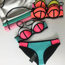 Australias new color rubber fluorescent size chest gathered steel bracket split thin hot spring womens bikini swimwear