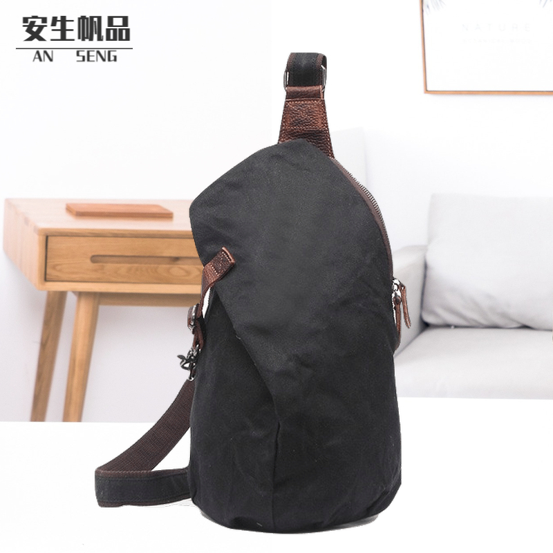 Retro Casual Single Shoulder Bag Batik Canvas Cow Leather Waterproof Male Chest Bag Eu Fashion Diagonal Satchel large capacity Shoulder Bag