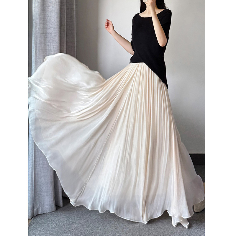 Flowing Gauze Skirt for Women, Summer Long Irregular Flared Skirt, Beautiful Skirt for Important Occasions, High-Waisted Slimming Long Skirt Flowing Gauze Skirt for Women, Summer Long Irregular Flared Skirt, Beautiful Skirt for Important Occasions, High-Waisted Slimming Long Skirt