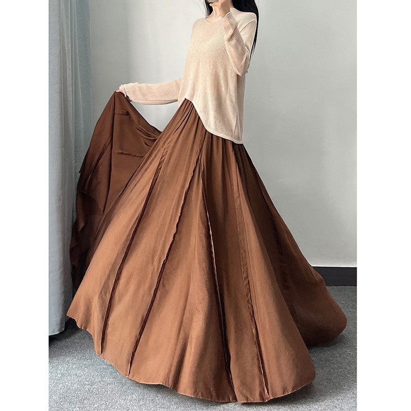 Vintage Artistic Flared Umbrella Skirt, Spring and Summer Design, Extra-Long Floor-Length A-Line Skirt, Flowing Skirt