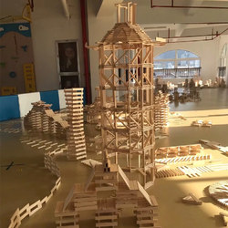 Akikapule Log Midriff Building Sticks Children's Wooden Assembly Kindergarten Construction Area Educational Toys Building Blocks