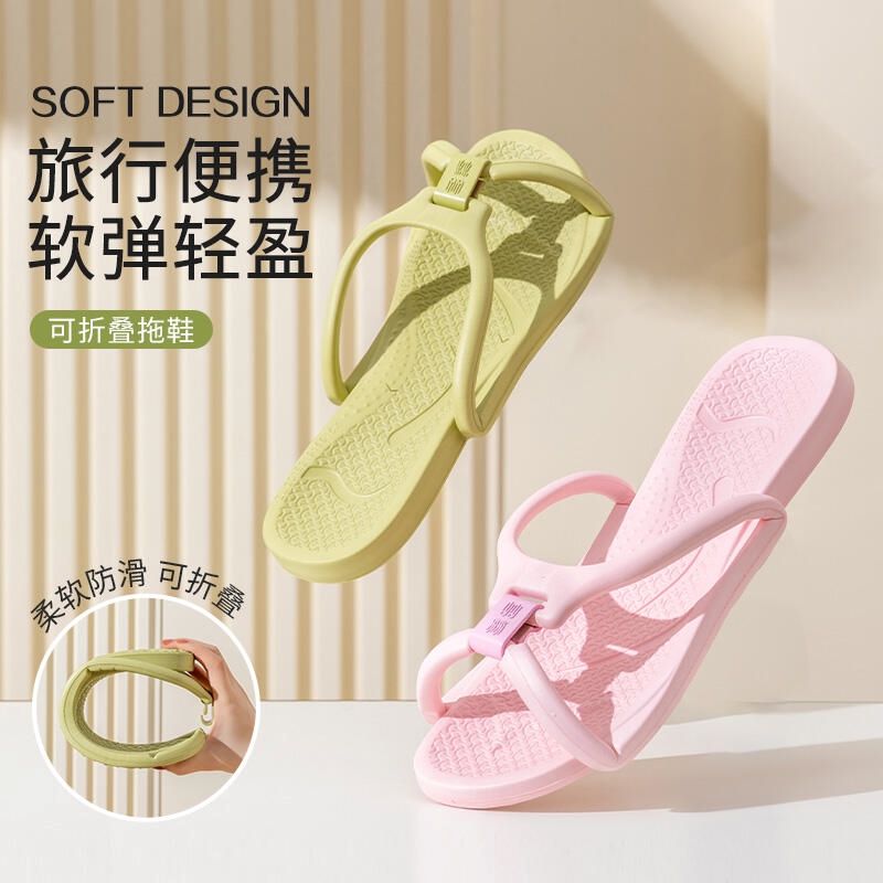 Travel and Business Trip Supplies, Beach Slippers for Men, Portable Foldable Summer Swimming Non-Slip Outdoor Sandals for Women