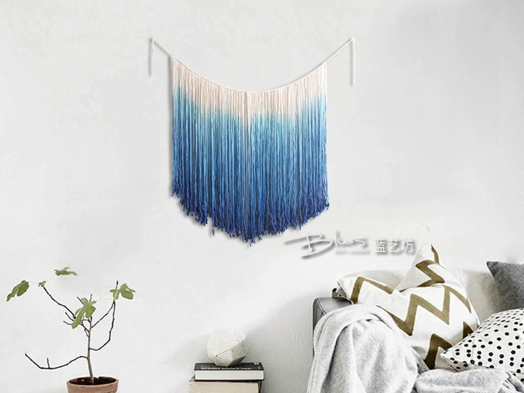 Blue Art Square Bohemian Hand-đan Gradient Nhuộm Tapestry B & B Đặc biệt Tranh Bắc Âu