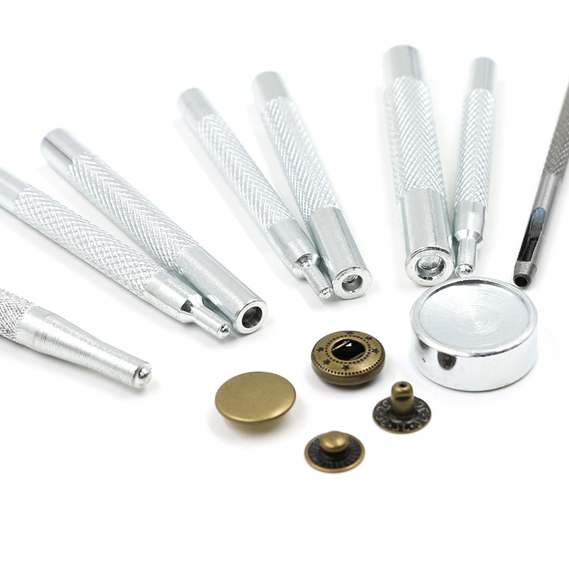 Button Mount Tool Kit Four Snap Fastener Tool Press button Jeans Button RIVET METAL HAND KNOCKS HOLLOW BUCKLE TOOL