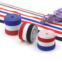 Tricolour striped fabric with colored webbing clothing accessories polyester cloth strips red and white blue sea Army Wind Silk with bag webbing