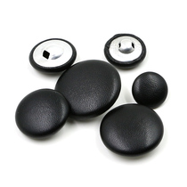 Black leather button hand sewn leather coat coat button leather bag leather shoes decoration button round handmade button