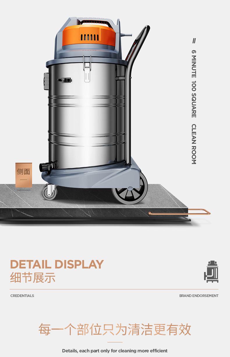 robot hút bụi deebot t5 Máy hút bụi công nghiệp thương mại Jeno JN202-50L mạnh mẽ công suất cao 1800W ướt và khô sử dụng thùng đôi - Máy hút bụi máy hút bụi công nghiệp loại nhỏ