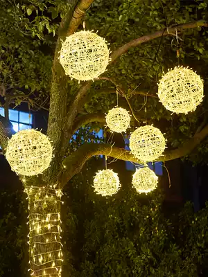 led small lights flashing lights lights string starry sky outdoor tree lights rattan ball lights Christmas street lighting decorative lights