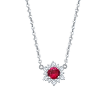 Chow Tai Fook ENZO Classic Snowflake 18K Gold Ruby Diamond Necklace Womens EZV2576