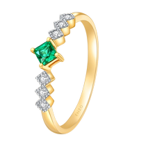 Chow Tai Fook ENZO 18K gold princess emerald diamond ring female EZV7992