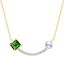 Chow Tai Fook ENZO 18K Gold Seawater Pearl Tourmaline Diamond Necklace Womens EZT460