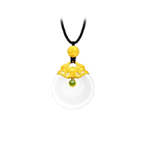 Chow Tai Fook Han Meilin Art National Jade Heritage Hetian Jade Pure Gold Pendant Double Dragon Playing with Pearls CJ123224