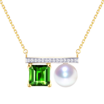 Chow Tai Fook ENZO 18K Gold Seawater Pearl Tourmaline Diamond Necklace EZT457
