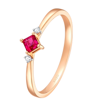 Chow Tai Fook ENZO 18K gold princess ruby ​​diamond ring female EZV7963