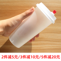  90 caliber frosted injection molded milk tea cup with lid coarse straw Disposable plastic thickened takeaway Nai Xue juice cup
