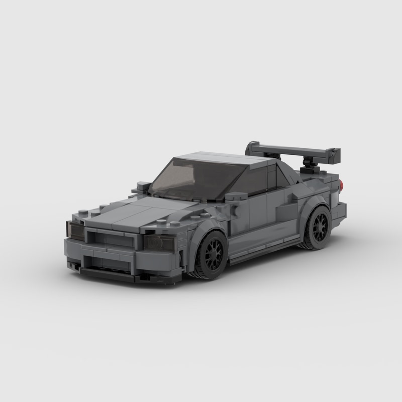 Nissan Skyline Gt-R (R34) Japanese War God Building Block Vehicle Assembly Toy 8-Grid Racing Car
