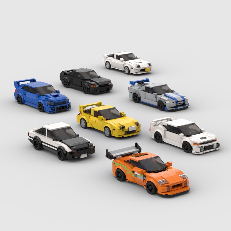 【Jdm Rascal】Moc Building Blocks Creative Domestic Supra Japanese Gtr Sports Car Speed Series Boys' 8-Grid Car