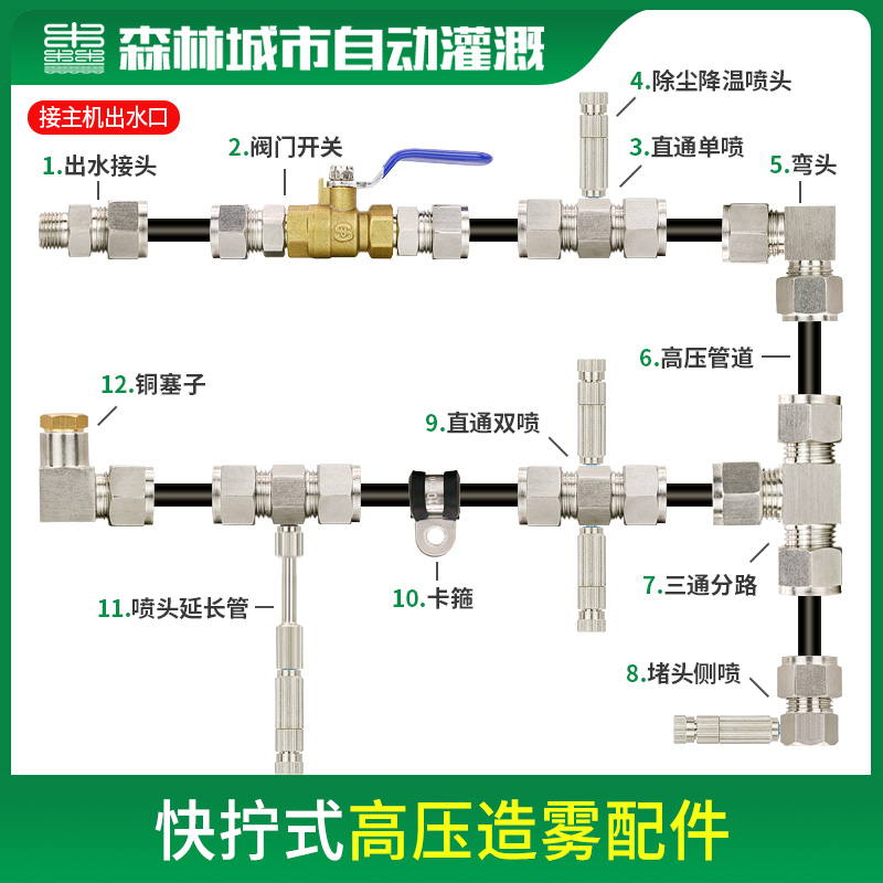 Fast Screwing High Pressure Joint Accessories Artificial Mist Spray Cooling Plus Wet Gardener Landscaping Spray Machine Equipment