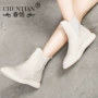 Giày Chelsea Booties Giày nữ đế bệt Giày nữ phẳng 2019 Mùa thu mới Martin Boots Giày nữ mùa xuân và mùa thu đơn - Giày ống giày boot nữ cổ thấp đế vuông