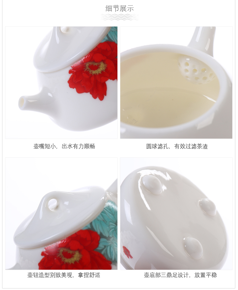 Suet jade porcelain teapot dehua manual high white porcelain beauty tea single pot of ceramic kung fu tea set domestic cups