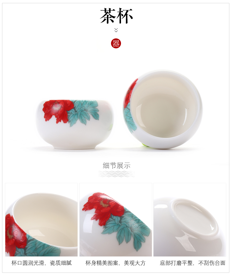 Dehua white porcelain kung fu tea cups checking sample tea cup suet jade ceramic tea cup pot of household zen master order