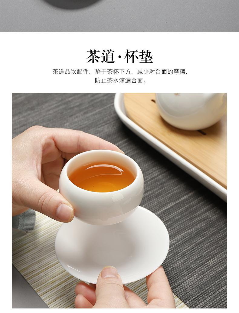 Dehua white porcelain cup mat suet jade master cup insulation pad saucer ceramic kung fu tea tea accessories