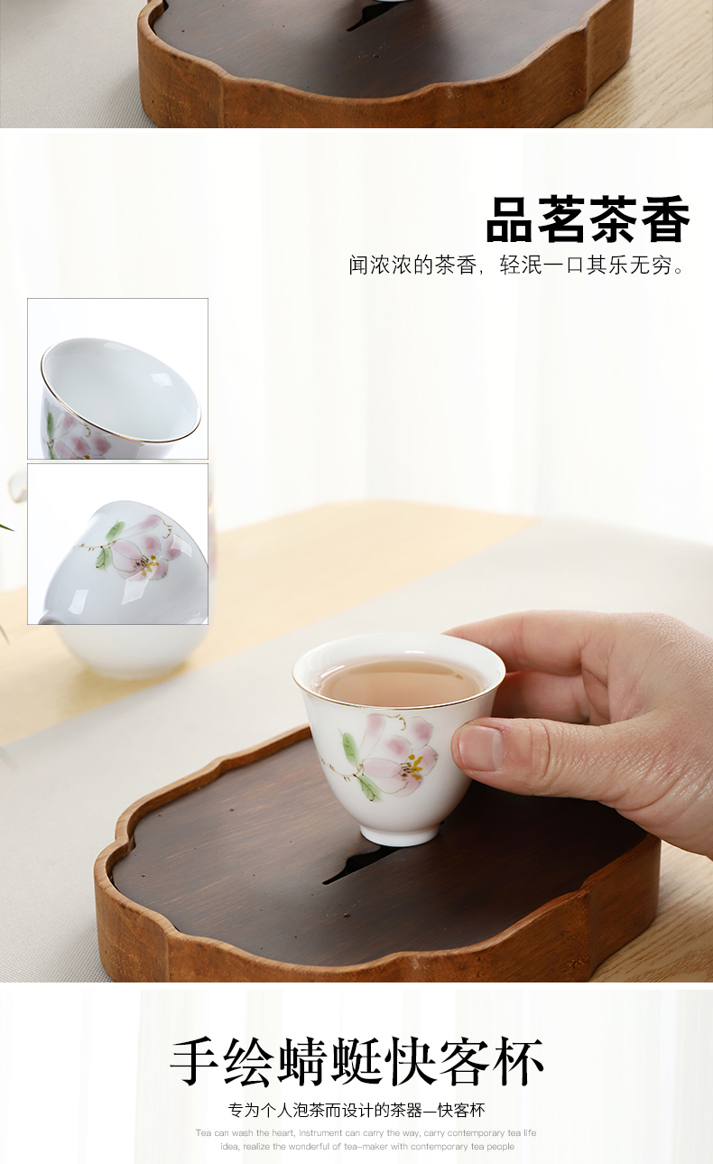 Hand - made travel tea set crack cup portable kung fu tea set white porcelain pot of tea tourism car Japanese tea set