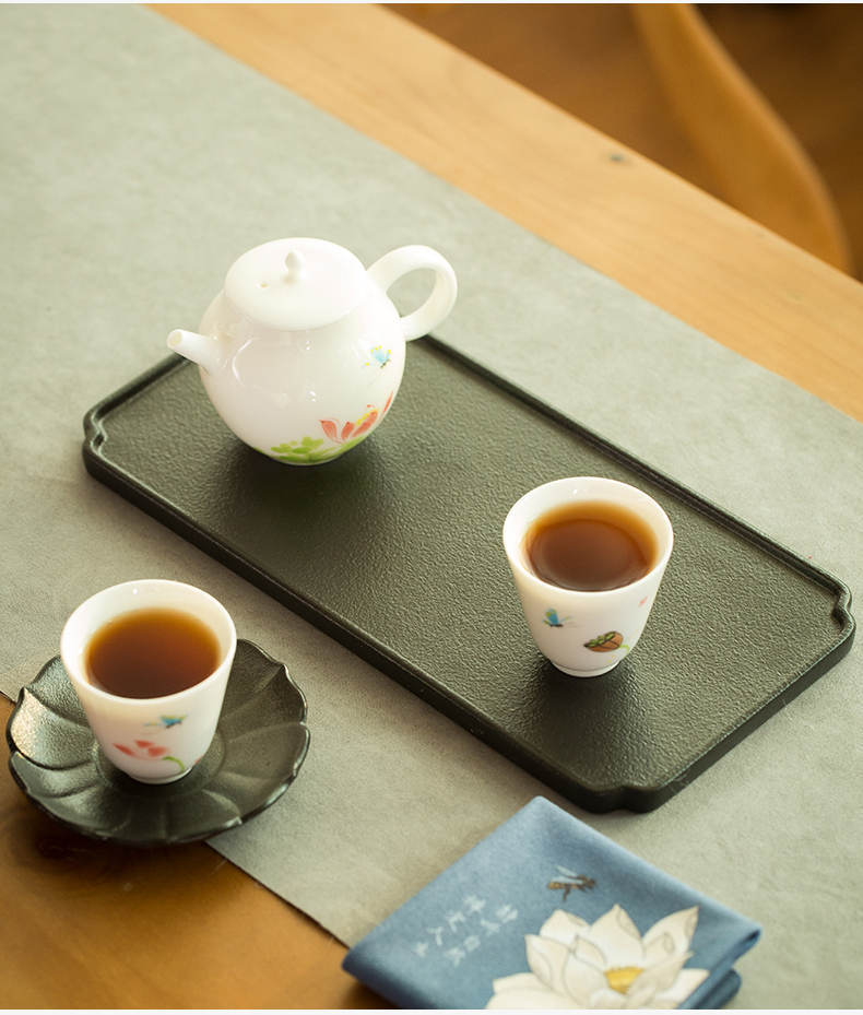 Dry tea of black plate of kung fu tea set household pot bearing contracted ceramic tray was single pot of rectangle tea table