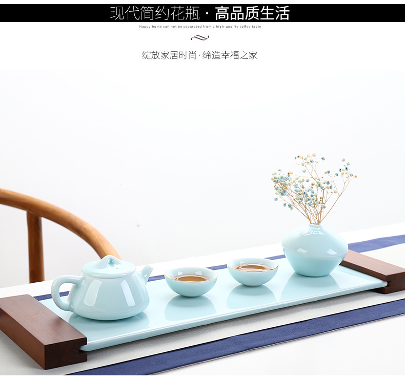 Contracted and I shadow green ceramic floret bottle manually floral outraged dry flower receptacle furnishing articles and fresh living room table decorations