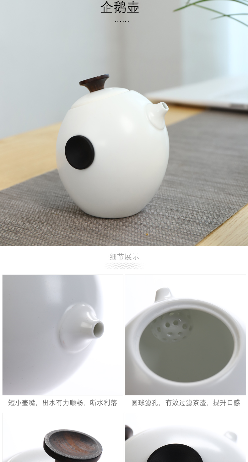 Penguins travel kung fu tea set suit Japanese portable crack teapot household of a complete set of 4 cups of ceramic tea cup