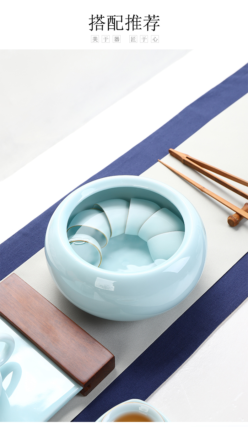 Shadow celadon tea wash water jar to build water bowl size of jingdezhen ceramic cup for wash basin tea accessories kung fu tea set