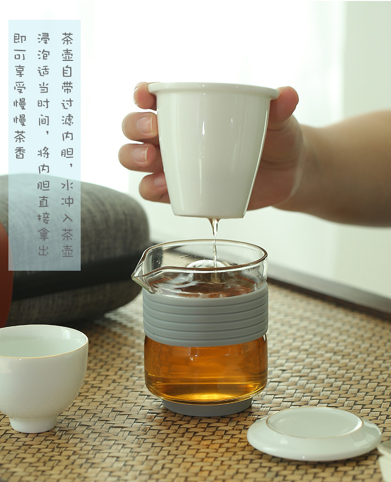 Crack cup against a pot of hot ceramics 2 cup glass is suing portable travel kung fu tea set contracted with you