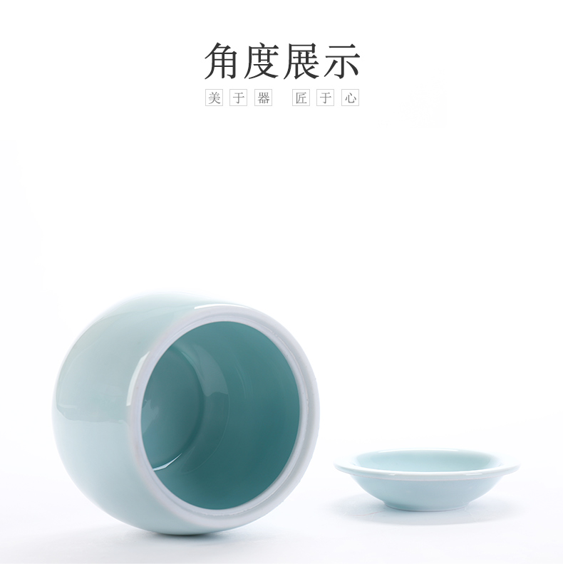 Tealeaf tea pot cylinder shadow green building water zen tea pot type washing water meng large cup of water to wash the ceramic XiCha wash with cover