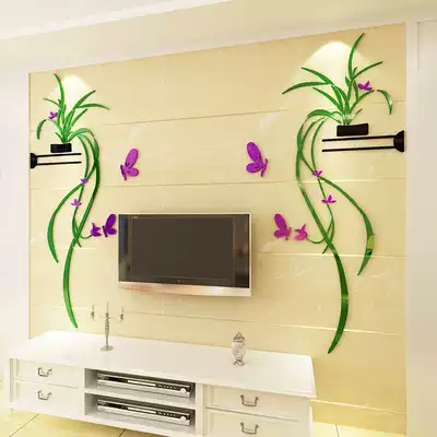 TV background wall Wall entrance creative 3d three-dimensional stickers Office Stickers Room decorations Chinese style