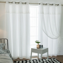 Modern simple white semi-shading princess style net red curtains bedroom girl bay window double gauze one