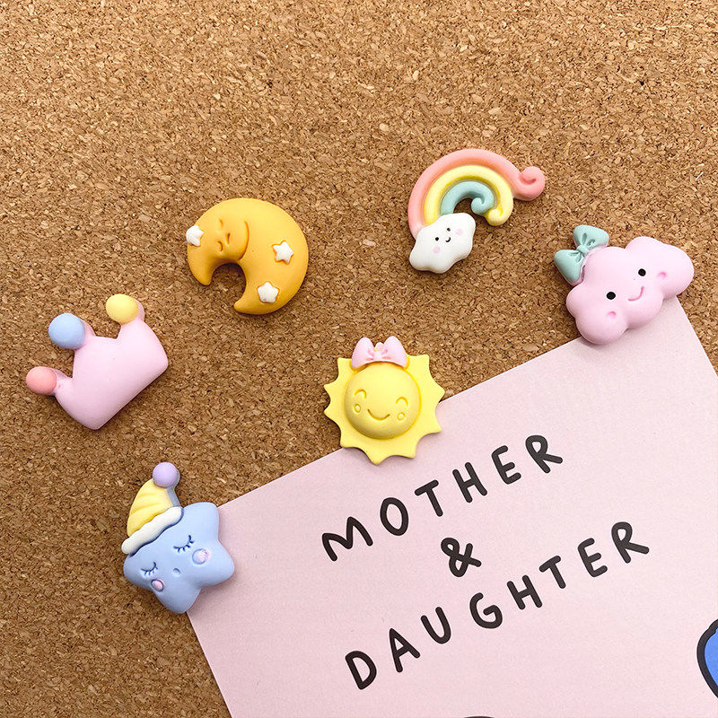 6 cute cartoon nails star moon expression nails creative cork board photo wall press nails
