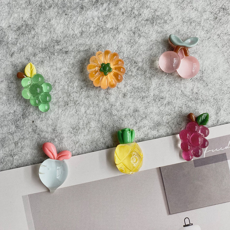 6 transparent fruits Vegetables Cute Little Picture Nails Soft Plank Felt Small Press Stud Photo Wall Trim Workword Nail