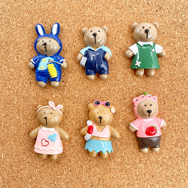 6 creative personality cartoon cute teddy bear push nail cork board photo wall decoration felt board nails