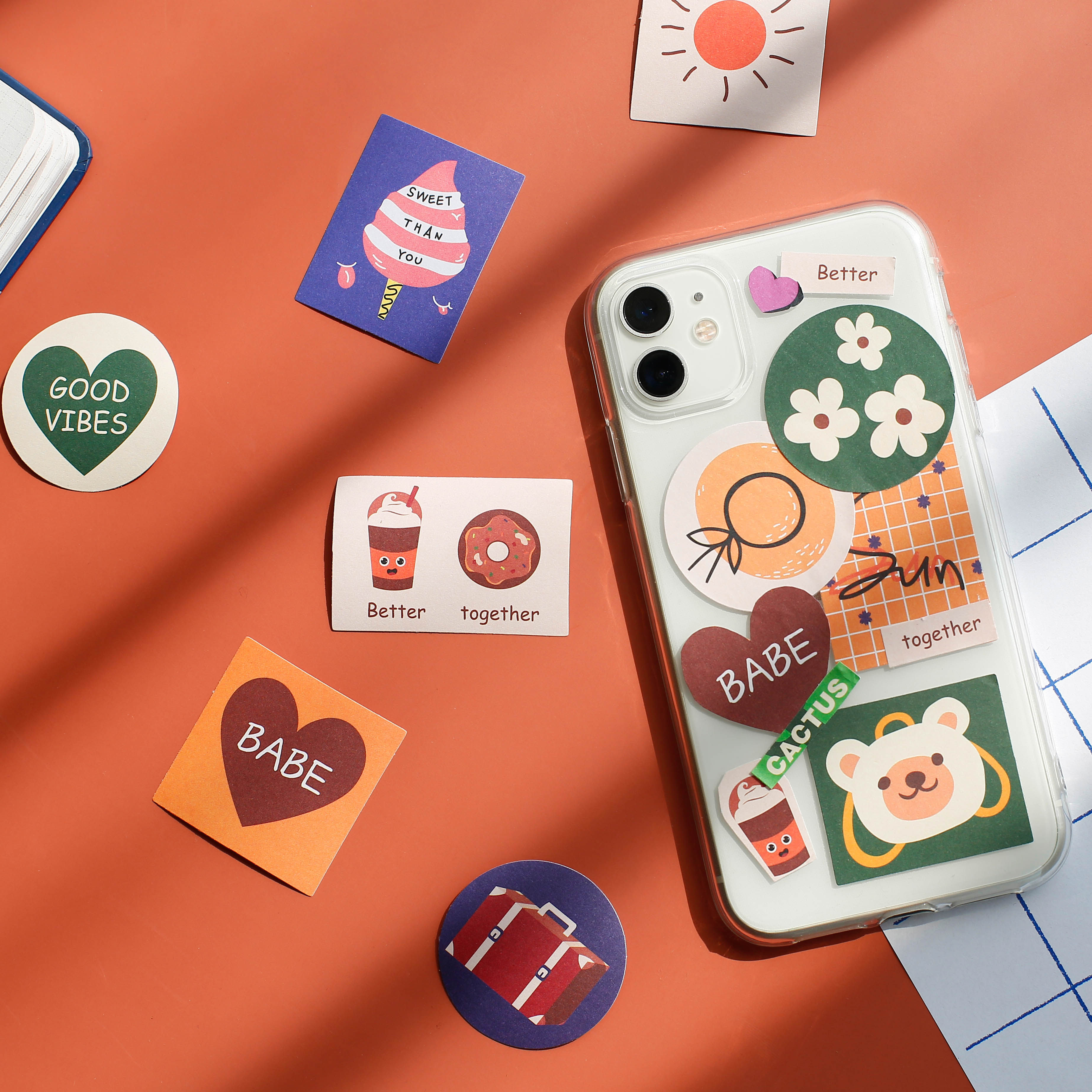 Cute hand account sticker small fresh simple Japanese hand account material creative diy mobile phone protective case iPad computer decoration