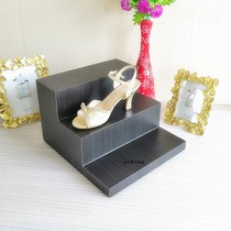 Wooden three-layer shoes shoes props high-grade wood grain color shoes display stand high and low shoes for shopping mall shoes