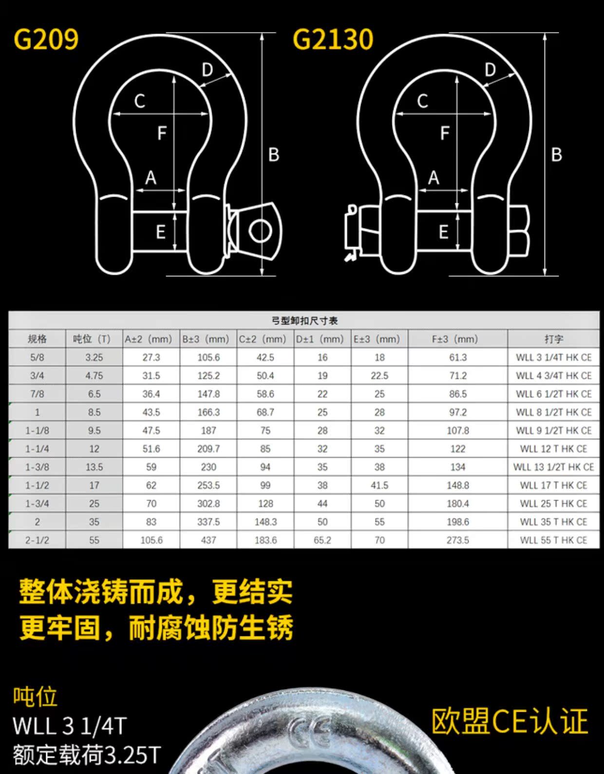 Móc nâng vòng cung còng nâng hình chữ U và phụ kiện móc treo Dụng cụ Mỹ móc hình chữ U và móc treo tai Mỹ - Dụng cụ thủy lực / nâng 	tời neo thủy lực	
