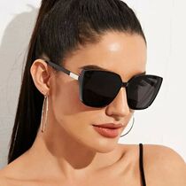 Fashion Plastic Cat Eye Women Oversized Sunglases Brand Des